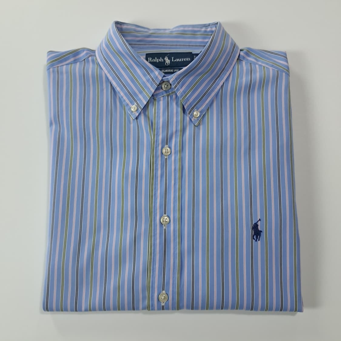 CK284 XL 폴로 90s 멀티스트라이프 블루 셔츠 남방 상품이미지7