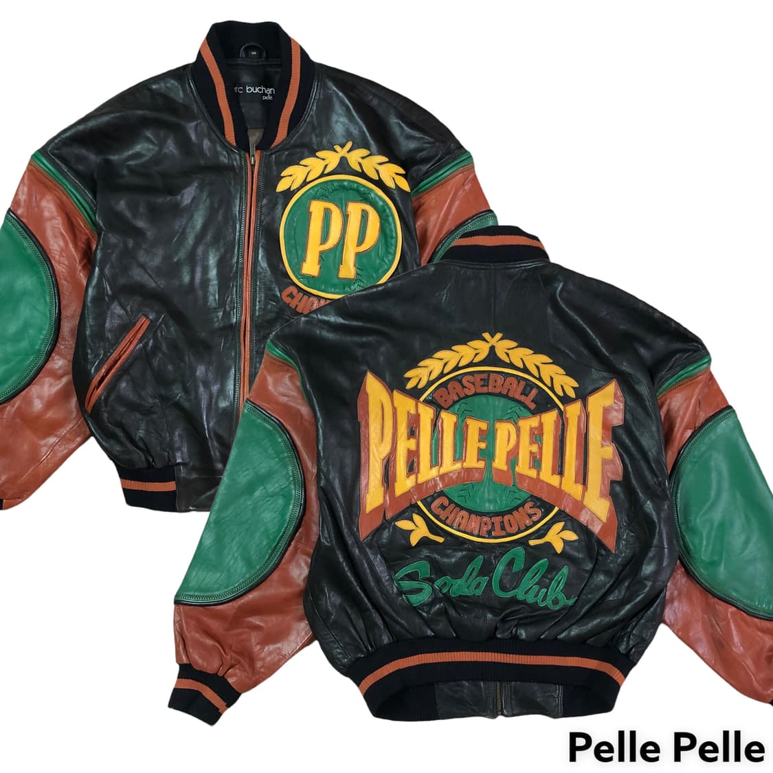 [L] 펠레펠레 양가죽 레더 바시티 자켓 상품이미지1