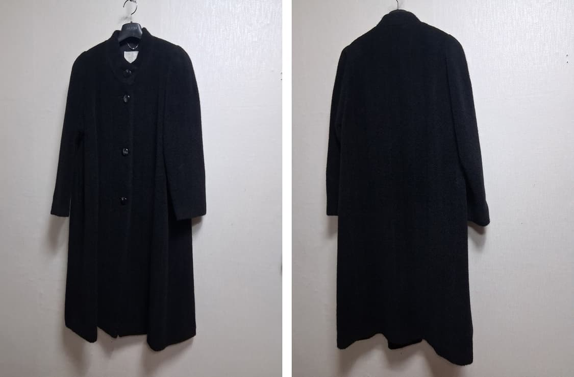 일본 Ceriaier 100% 알파카 롱코트 블랙 무지 헤링본짜임 77 상품이미지2