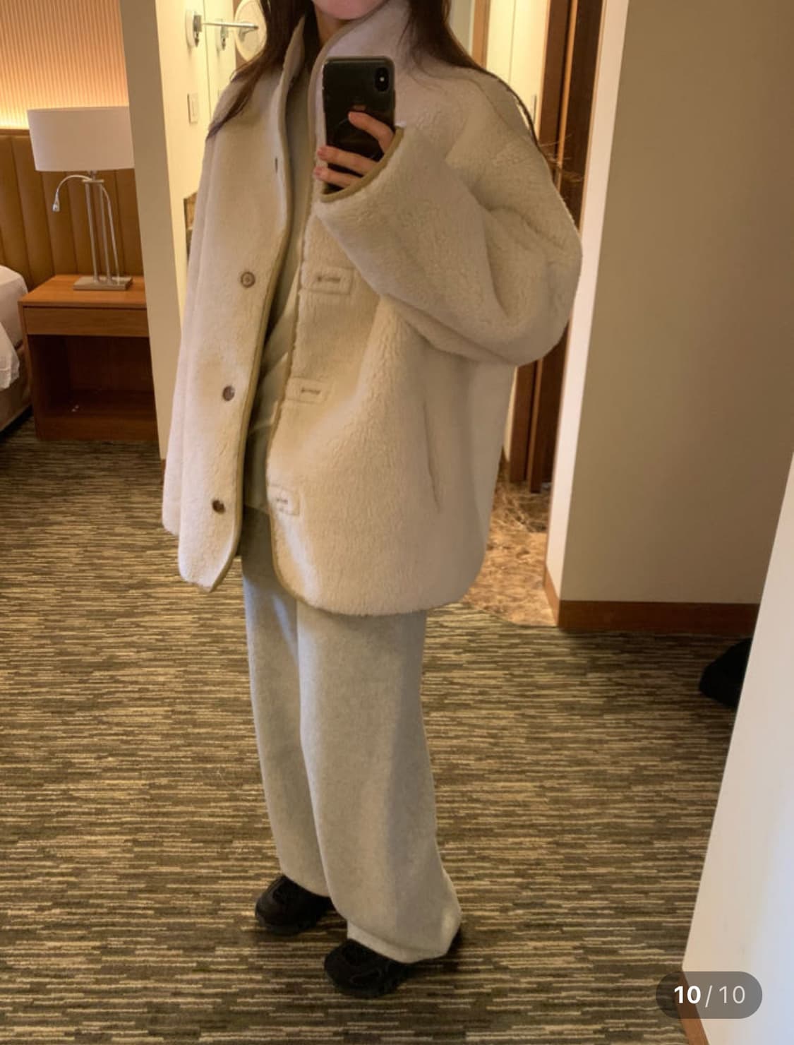 플라넬 시어링 무스탕 리버시블 양면 뽀글이 퍼 가죽자켓 밍크 리본빛 상품이미지6