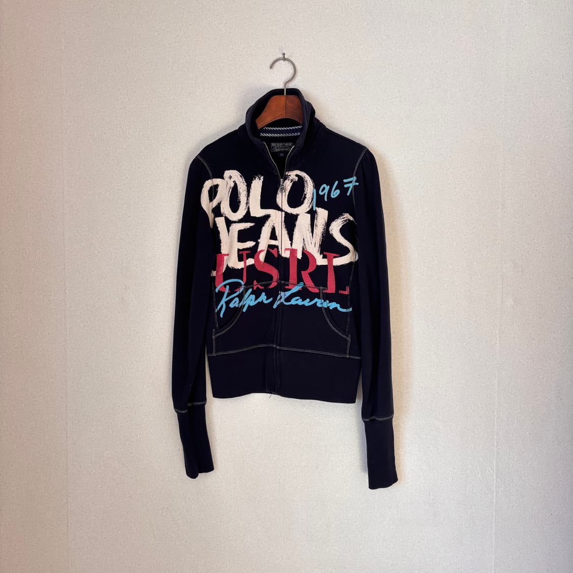 폴로진 XS 네이비 집업 점퍼 프린팅 그래픽 두산 랄프로렌 상품이미지7