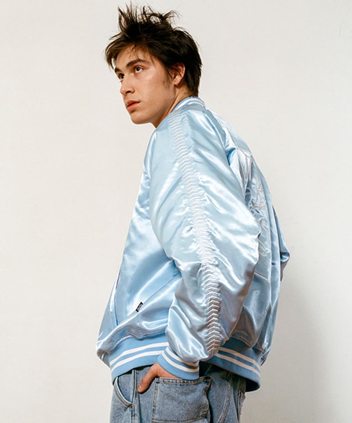 위캔더스 W SATIN JK (S.BLUE) 스카이블루 자켓 L 상품이미지4