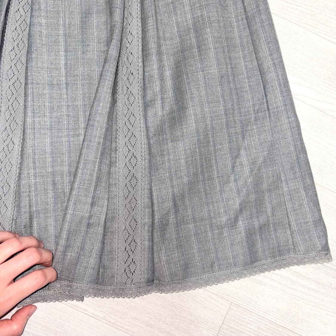 Vintage 그레이 플리츠 체크 롱스커트  상품이미지2