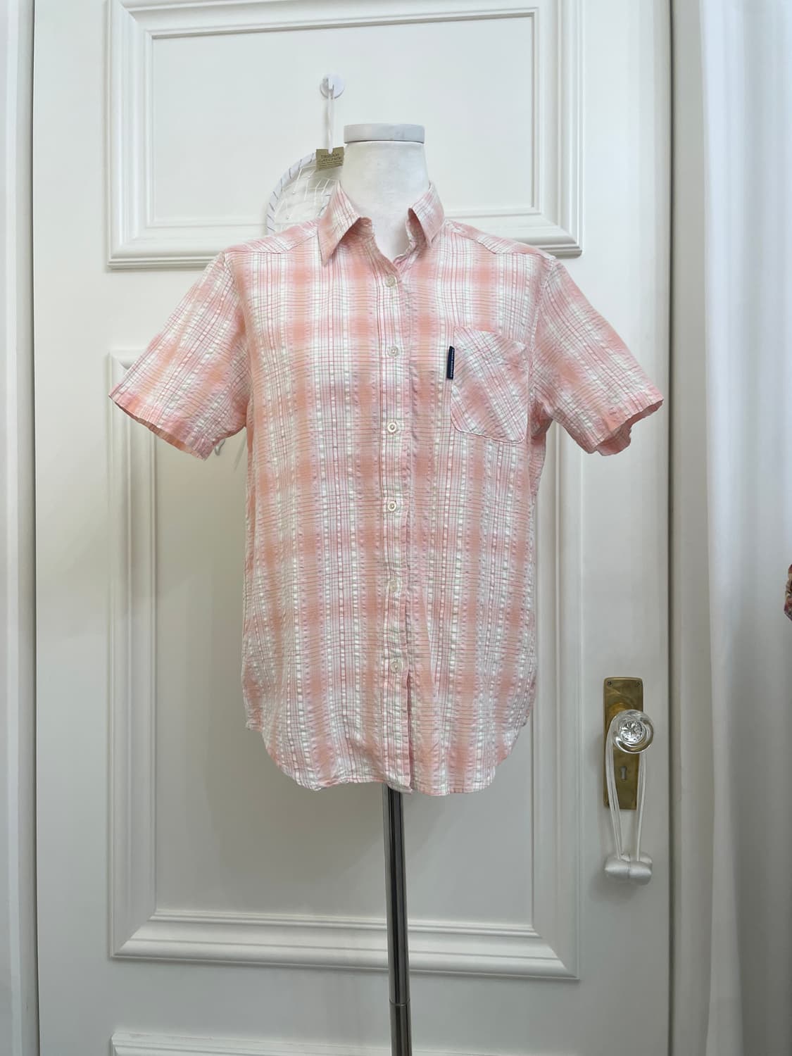 coral check basic fit shirt(size-M) 상품이미지1