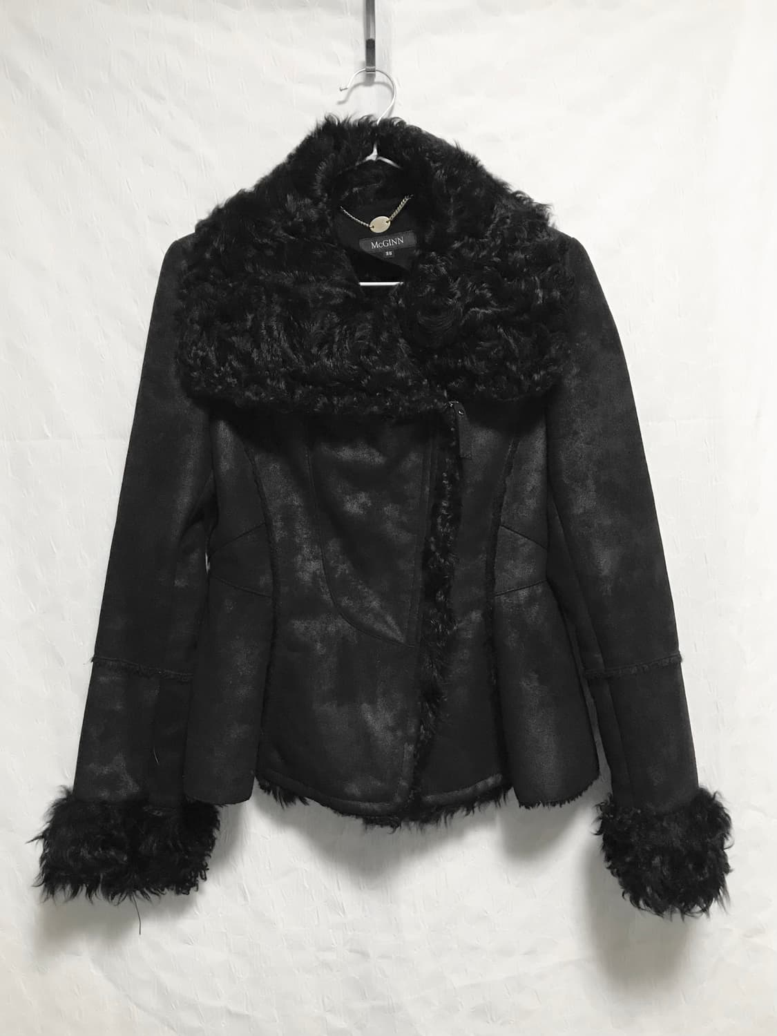 택포•빈티지 사선 지퍼 양털 무스탕 퍼자켓 상품이미지6