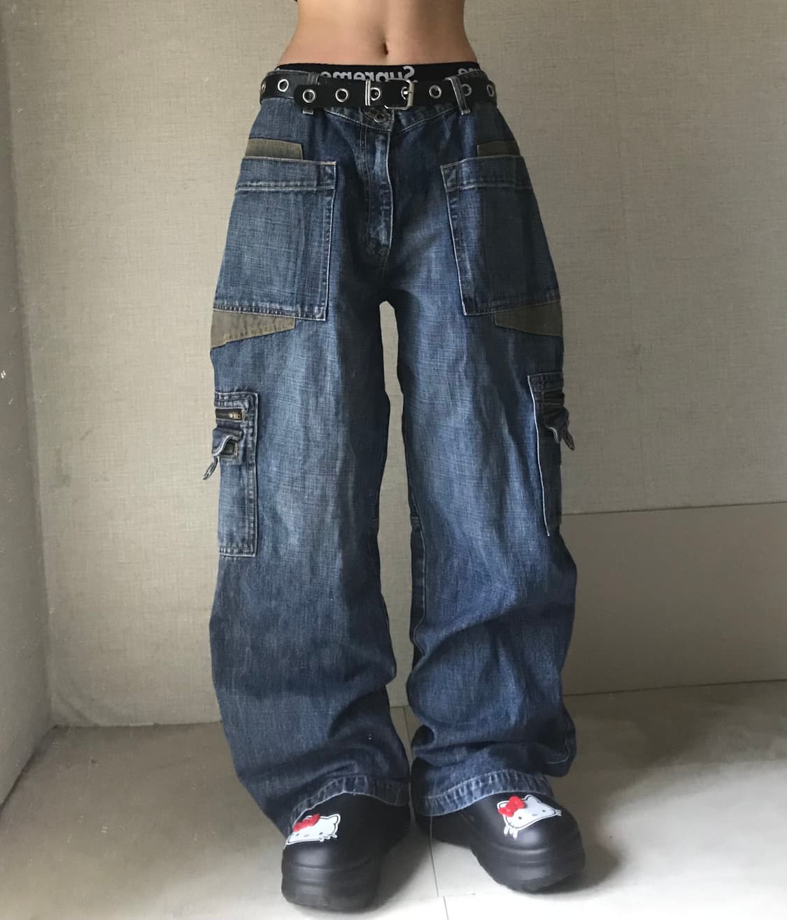 포켓디테일 데님 카고팬츠 상품이미지1