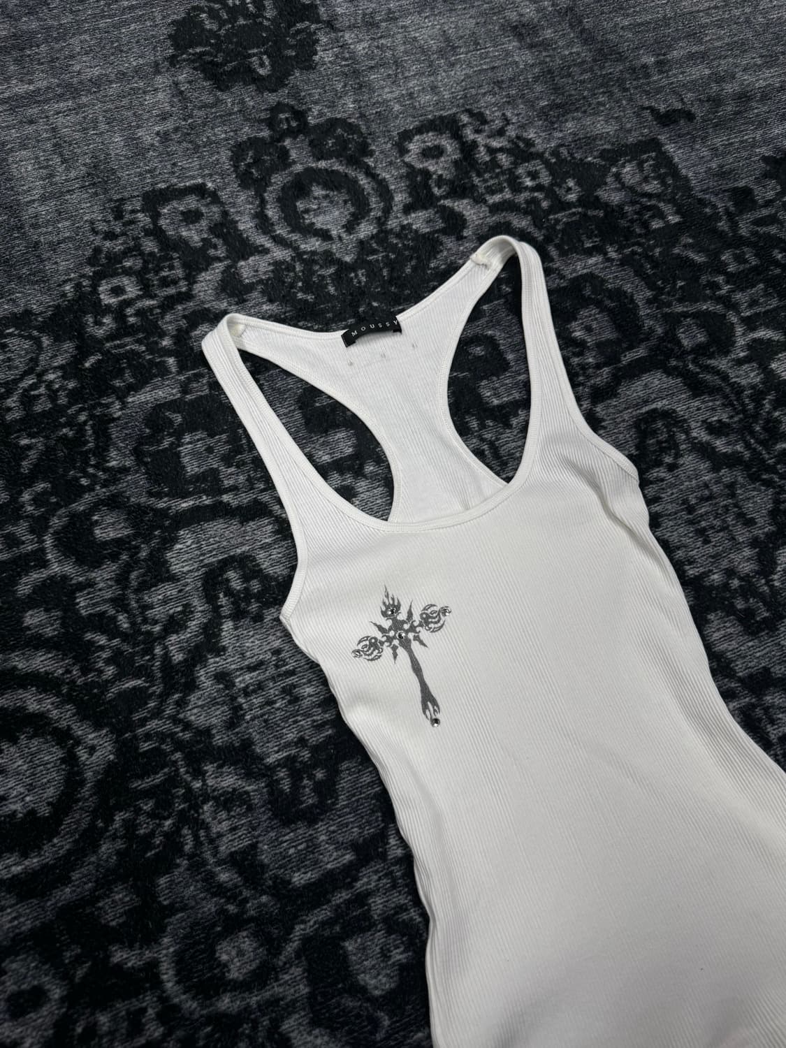 Moussy cross lettering ribbed sleeveless 상품이미지2