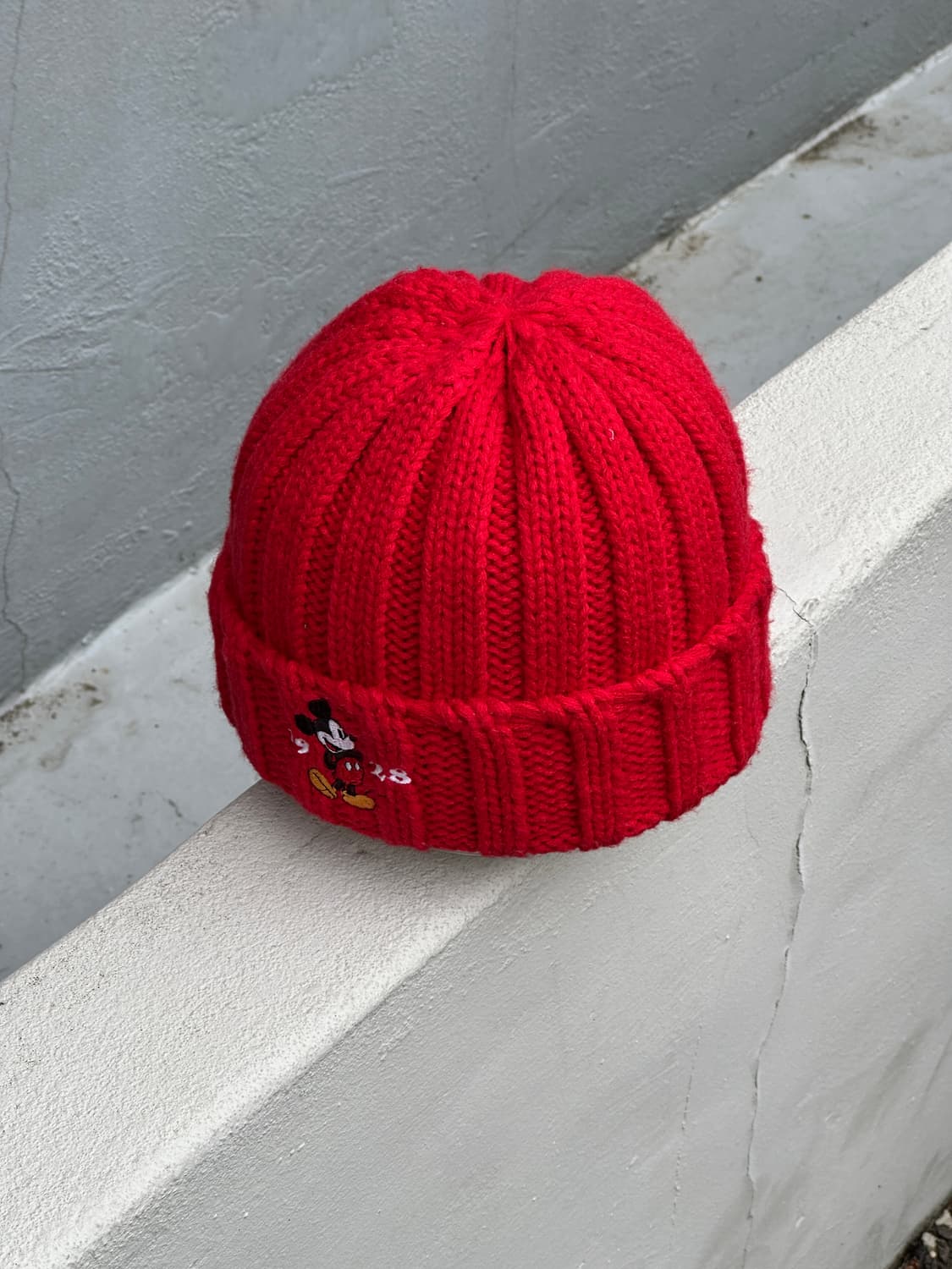[S-M] 디즈니 미키마우스 로고 레드 비니 모자 상품이미지2