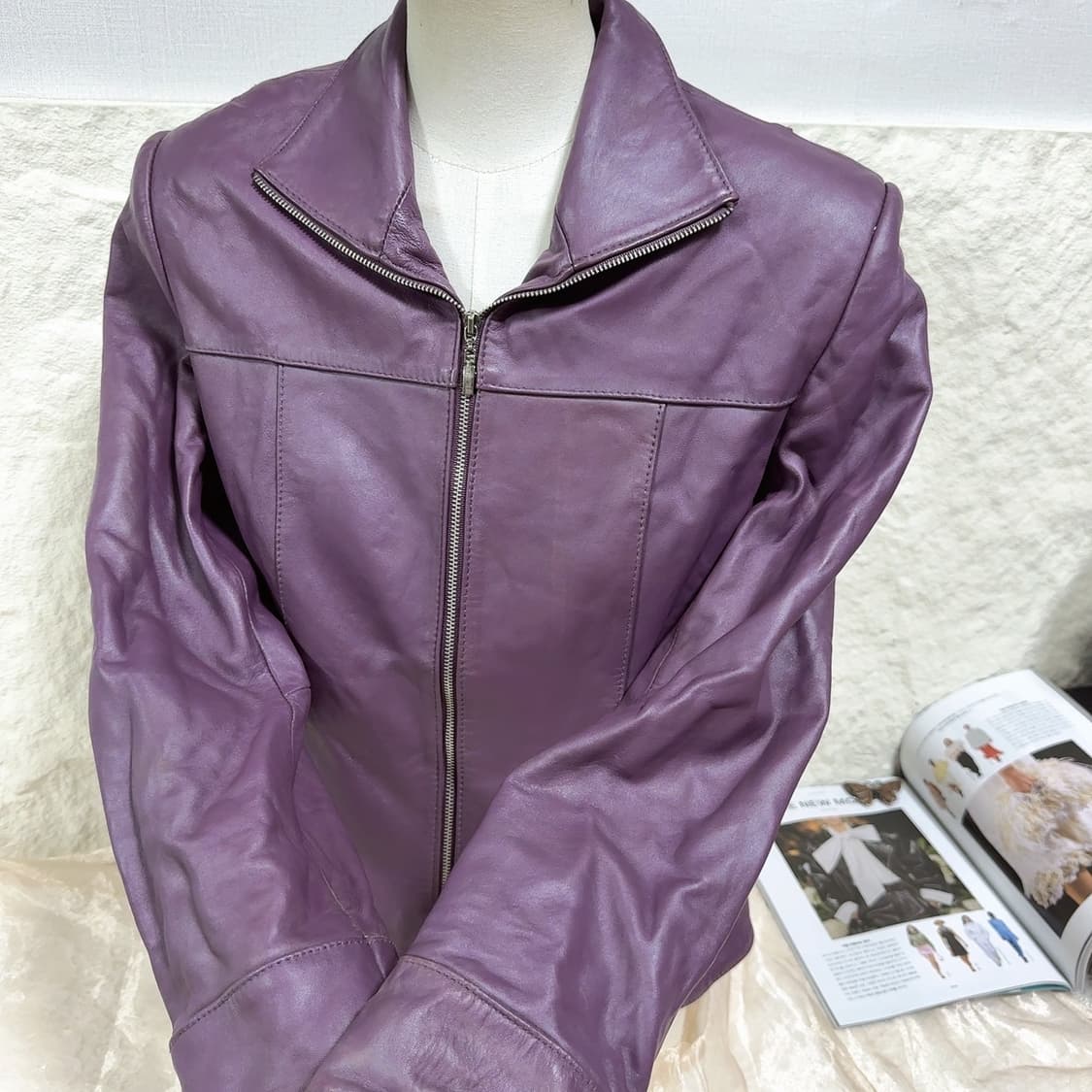 빈티지 가치 다크 보라 양가죽자켓 상품이미지3