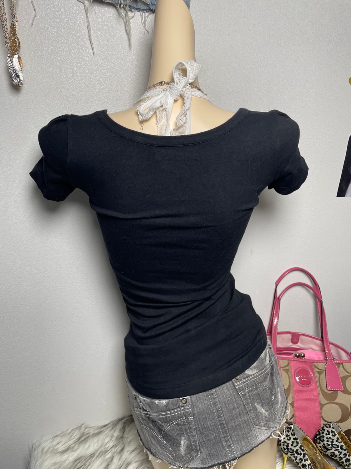 Cecil Mcbee 세실맥비 리본 레터링 반팔티 탑 상품이미지2