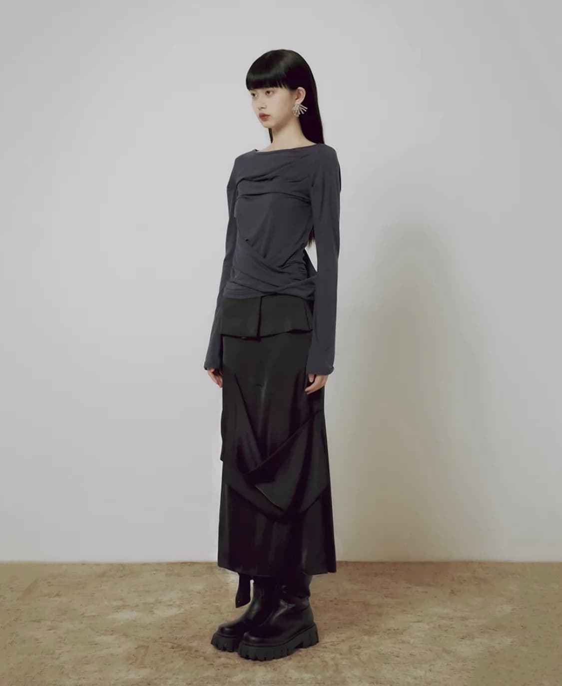 플레어업 2.Drape Layered Maxi Skirt (FL-241_ 상품이미지1