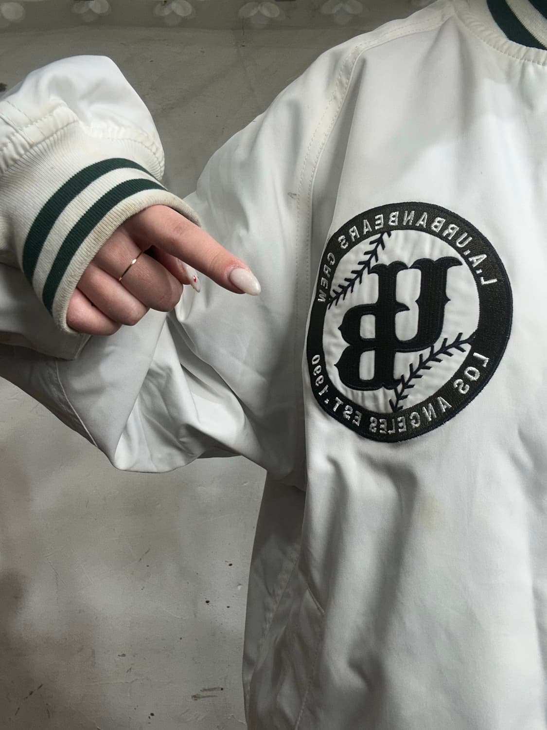 일본 빈티지 화이트 그린 리버시블 양면 바시티 올드스쿨 점퍼  상품이미지7