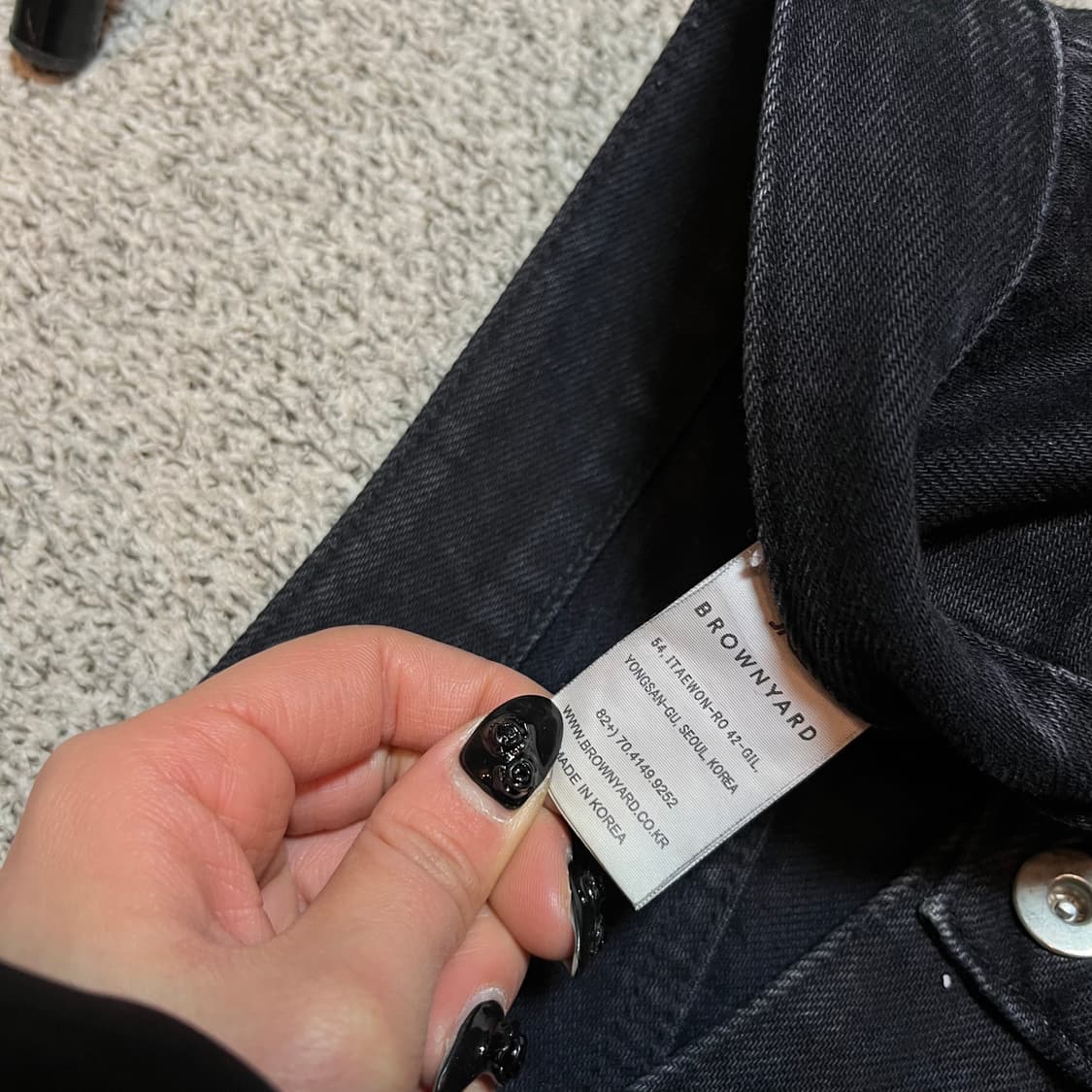 브라운야드 블랙 와이드 데님 팬츠 상품이미지5