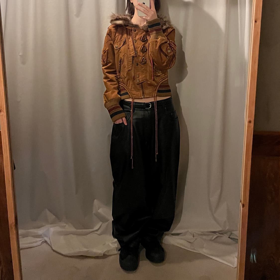 에고이스트 퍼 후드 숏 자켓 상품이미지4