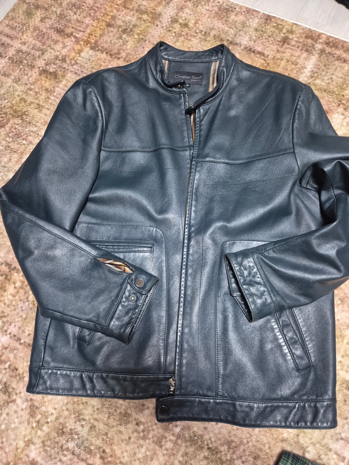 크리스찬시앙 Christian Sian 양가죽 메탈릭 바이커 자켓 xl 상품이미지1