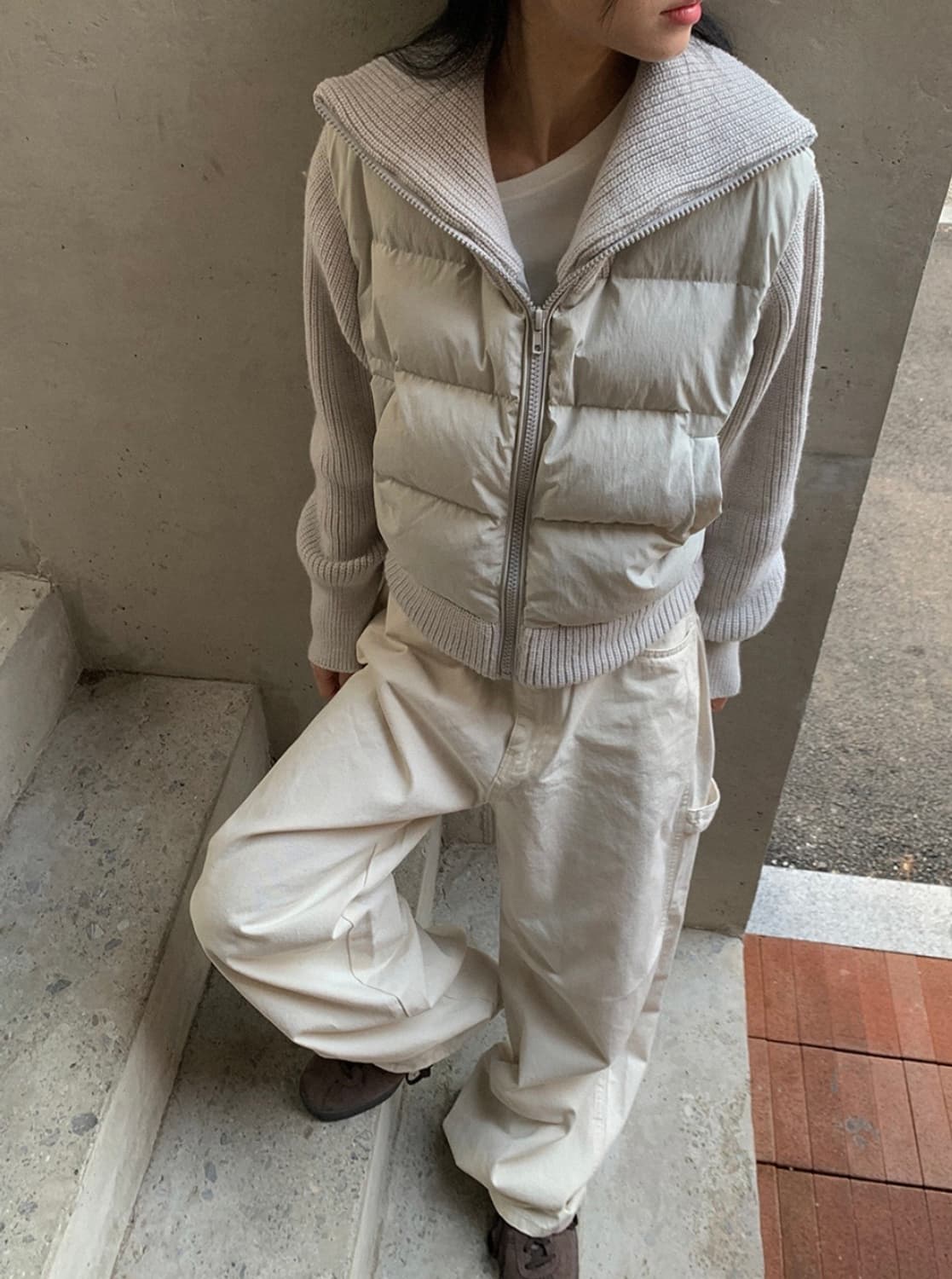 (새상품)덕다운 니트집업 패딩 상품이미지6