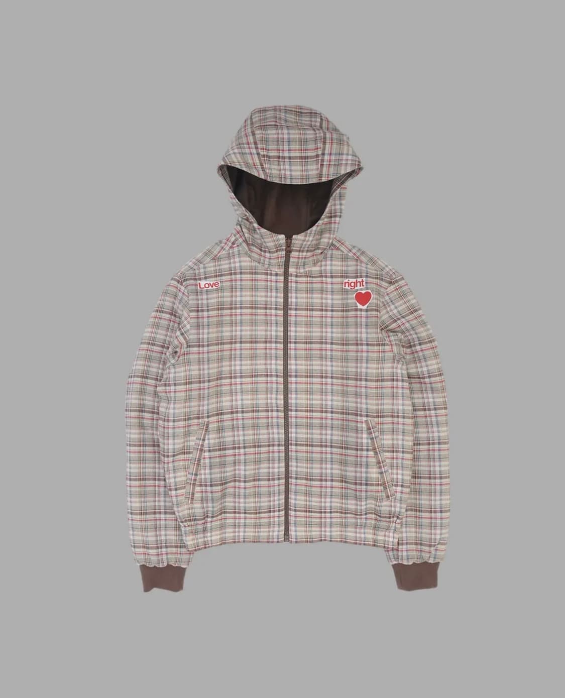 LOVE CHECK PUFFED JACKET (BROWN) 상품이미지1