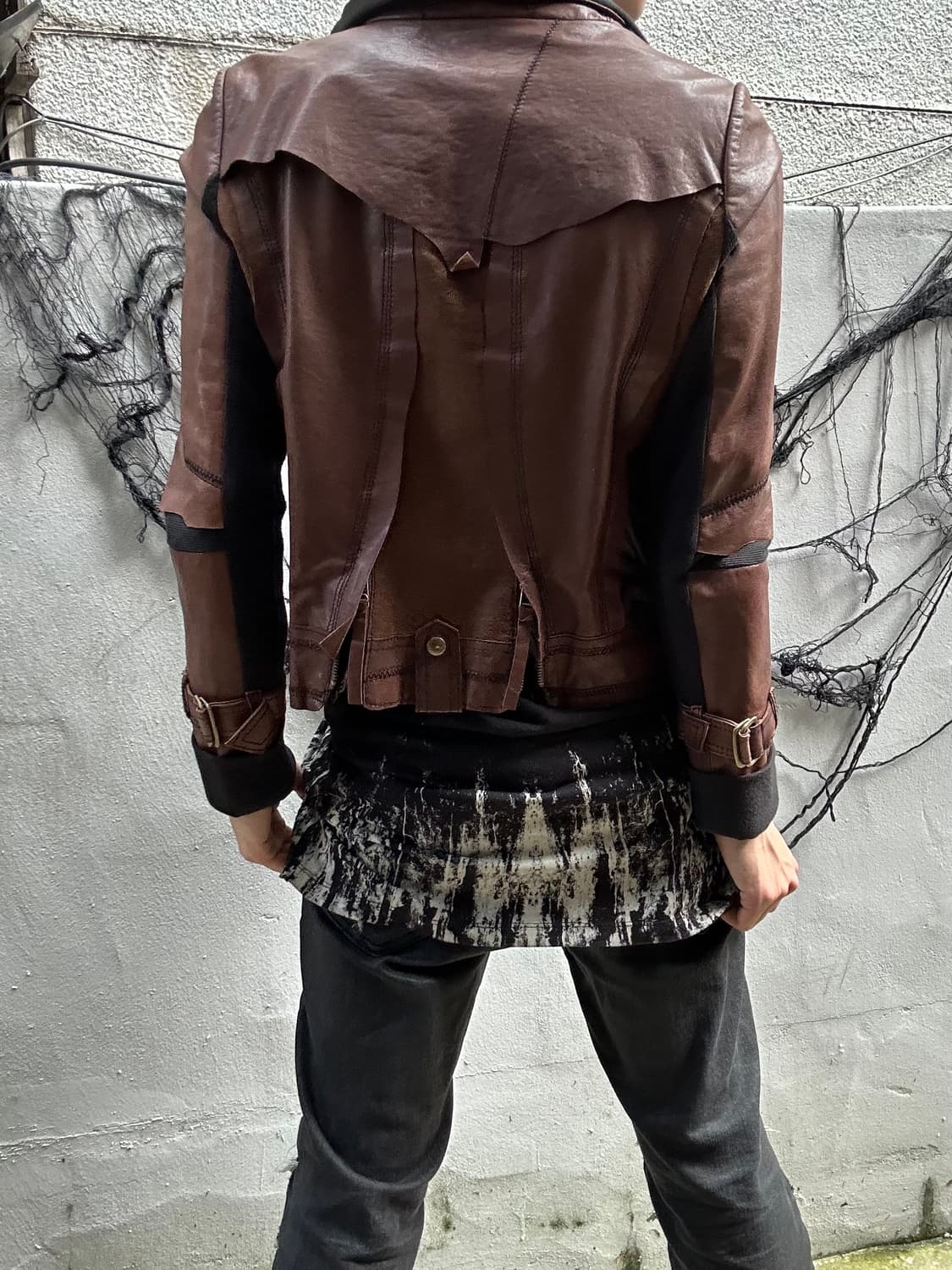*rare design* OJE 00s 락시크 디테일 브라운 가죽자켓 상품이미지3
