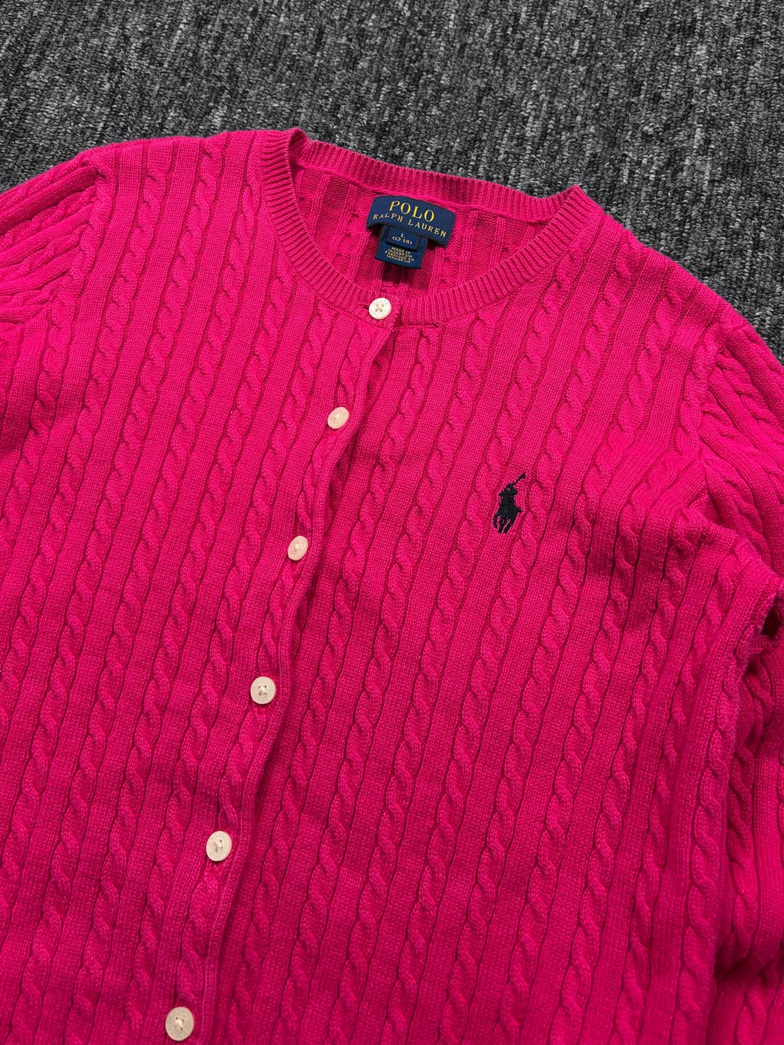 폴로 핑크 꽈배기 니트 가디건 상품이미지4