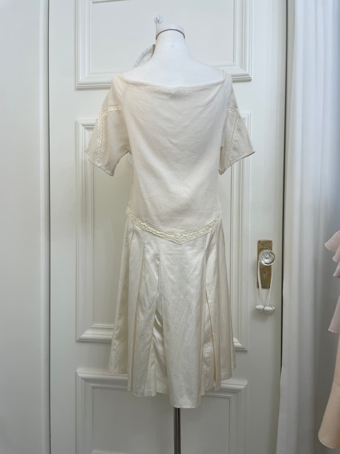 ivory ballerina lace trim bow span top 상품이미지4