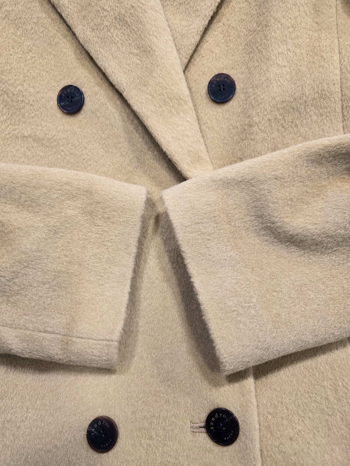 산드로 Sandro 모+캐시미어  더블 브레스트 롱 코트 44~55 상품이미지6