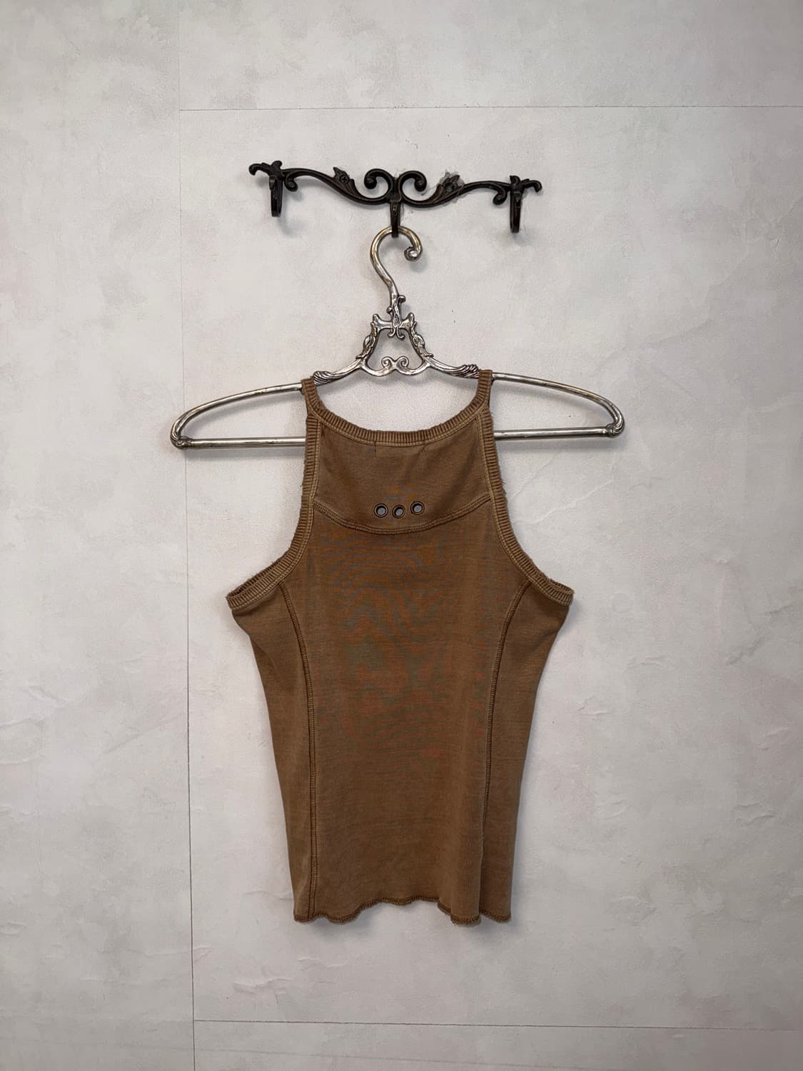 Beige brown punching laceup sleeveless  상품이미지5