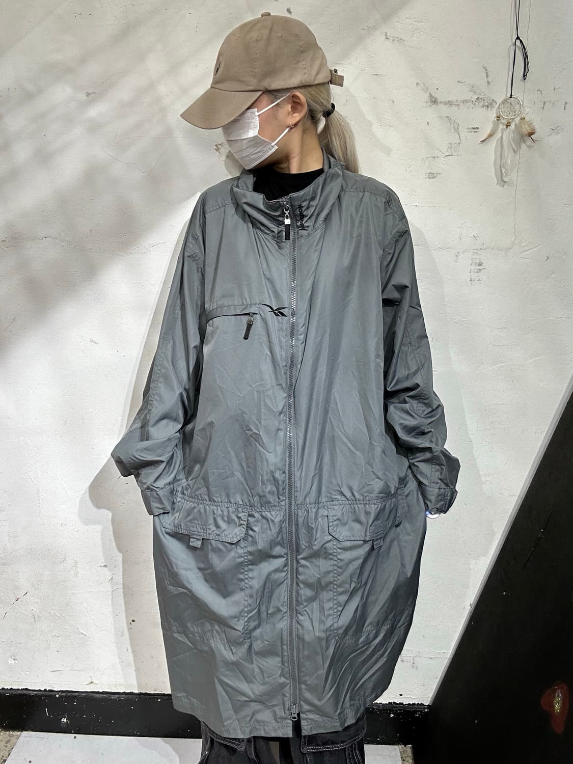 리복 그레이 롱 바람막이 자켓 L 상품이미지2
