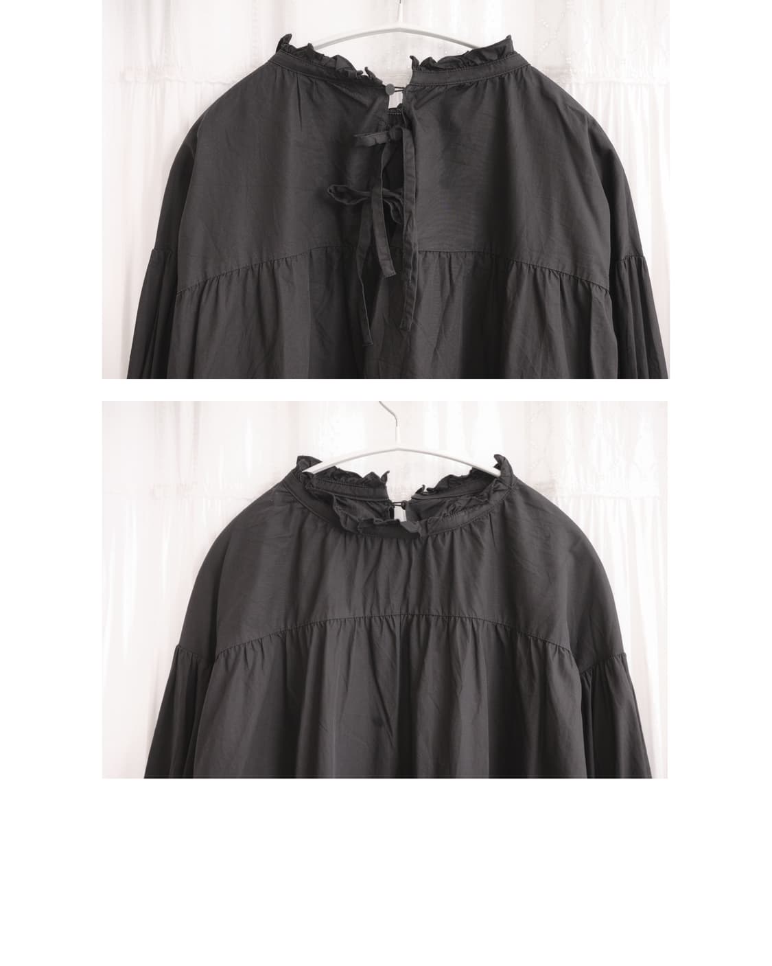 Frill black blouse 상품이미지4