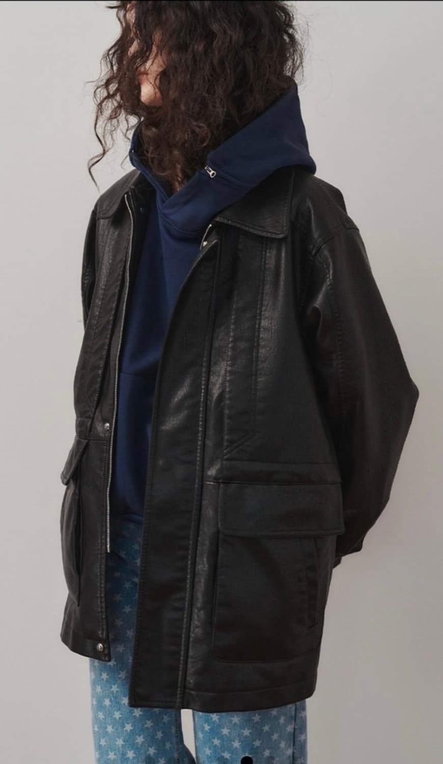 플리즈프로젝트 비건 레더 미들 자켓 상품이미지1