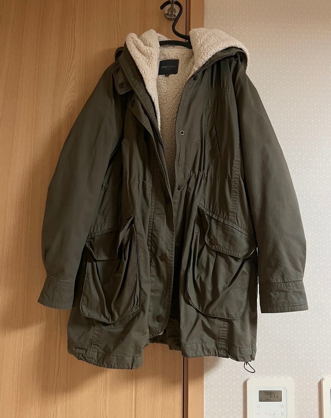 카키색 뽀글이 야상 상품이미지2