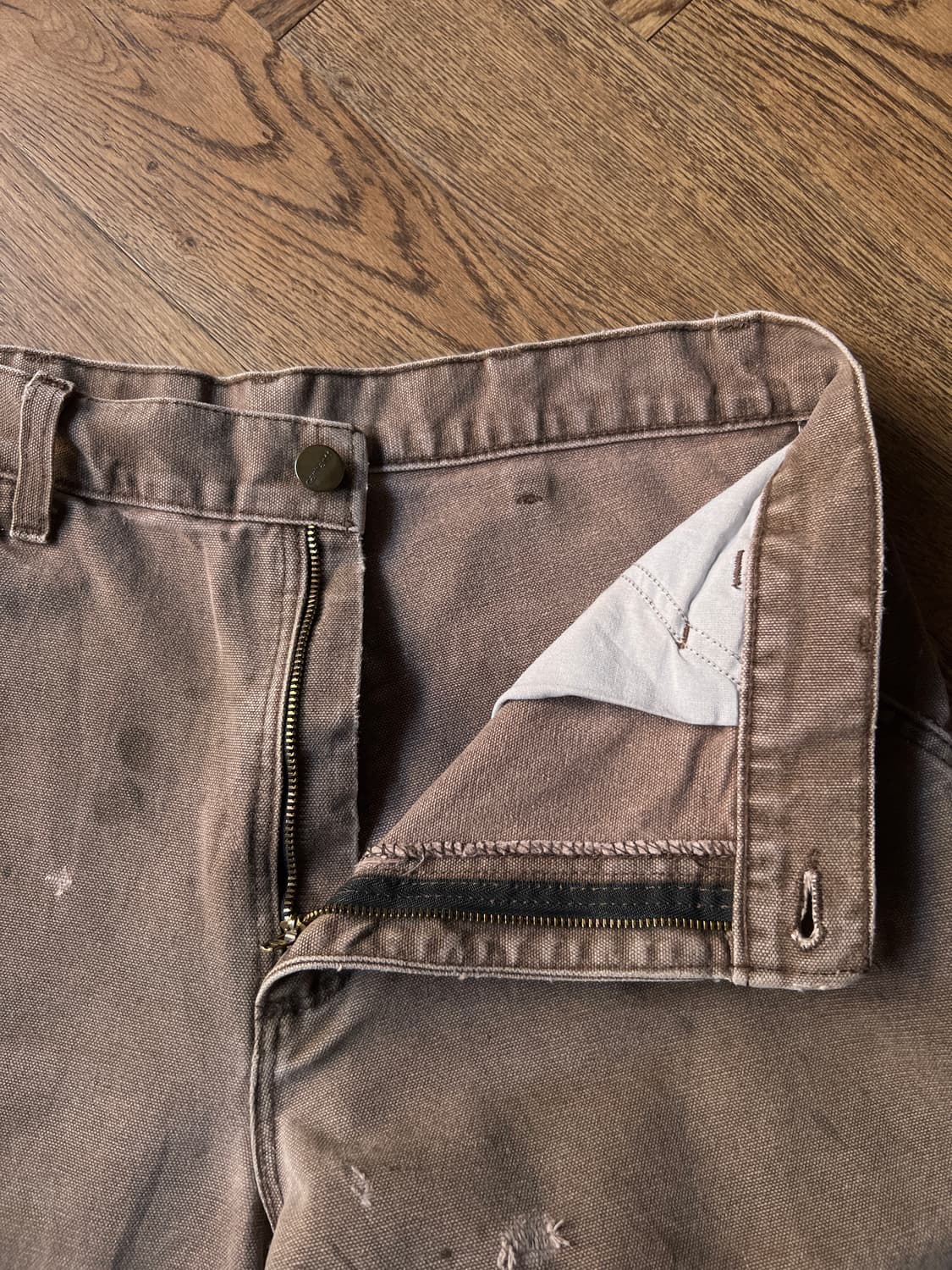 [31]칼하트 USA 더티 페이딩 다크브라운 싱글니 카펜터 워크 팬츠 상품이미지3