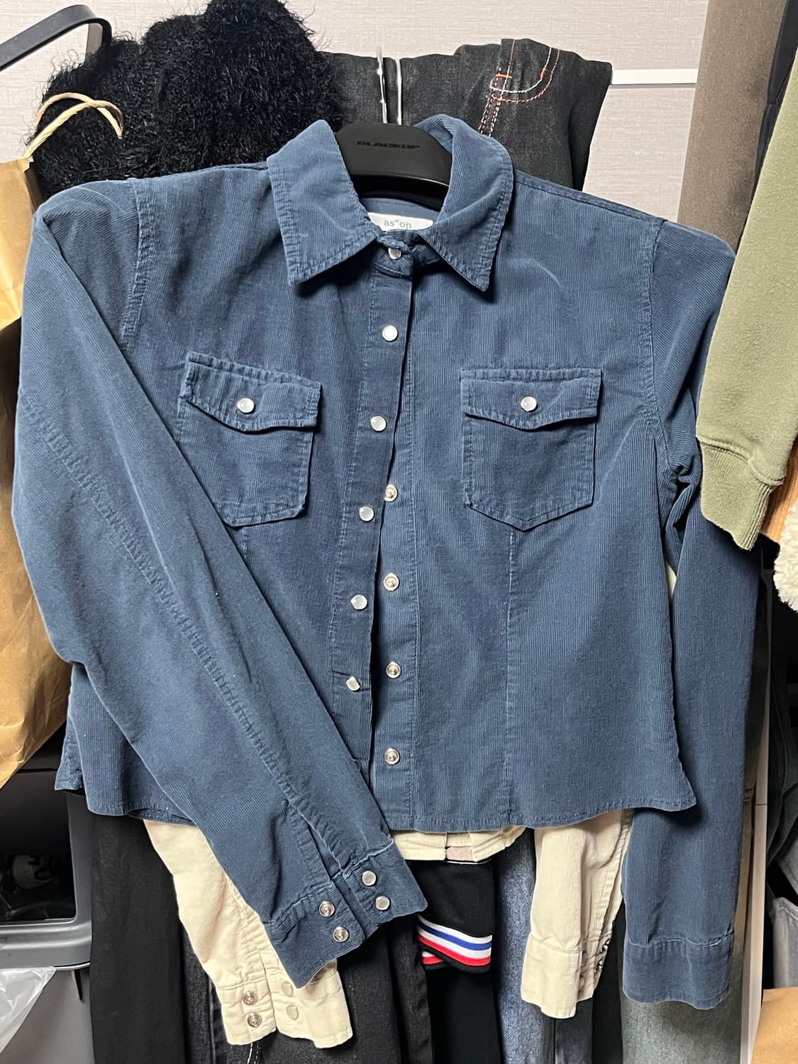 애즈온 코듀로이 셔츠 블루그린 상품이미지1