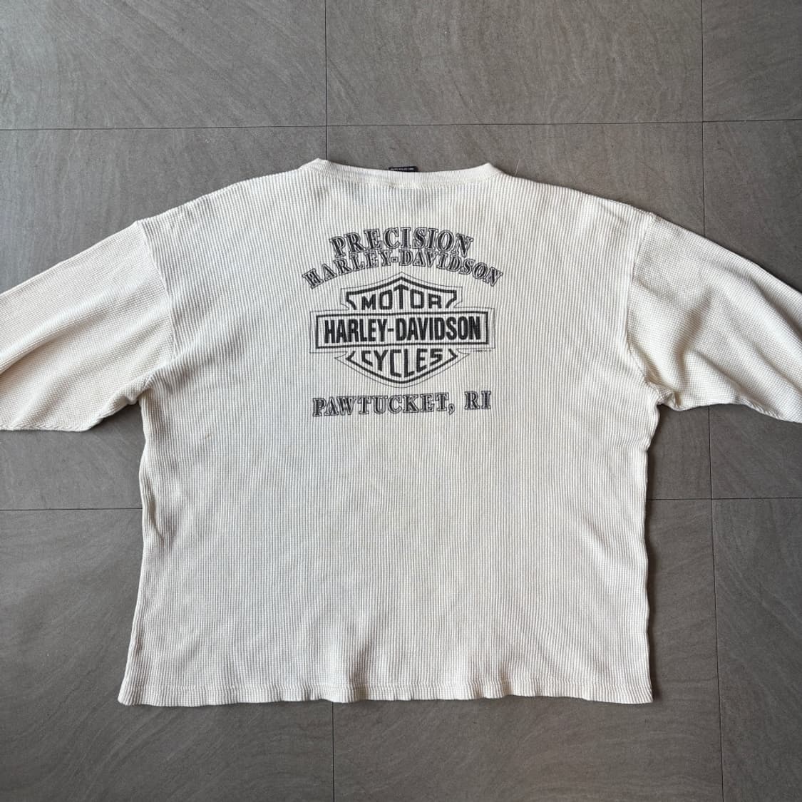 00년대 미국 생산 할리데이비슨 롱슬리브 아이보리 와플 티셔츠 상품이미지7