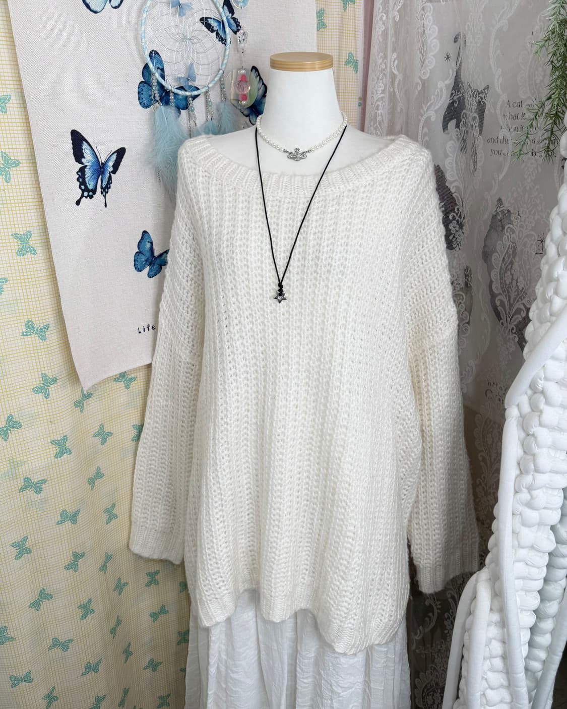 아이보리 오버핏 니트 상품이미지4