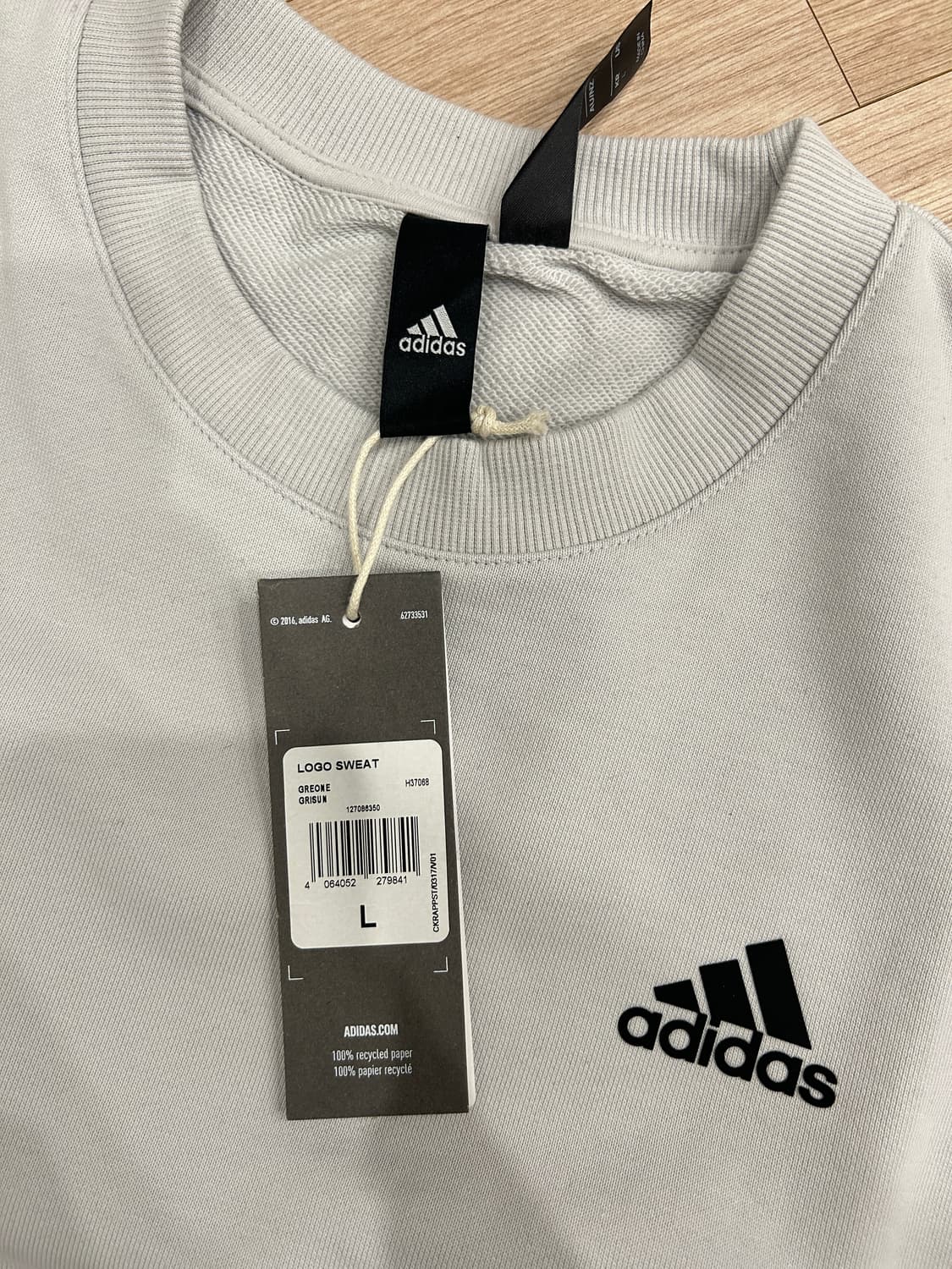 정품 아디다스 맨투맨 티셔츠 그레이 L 상품이미지5