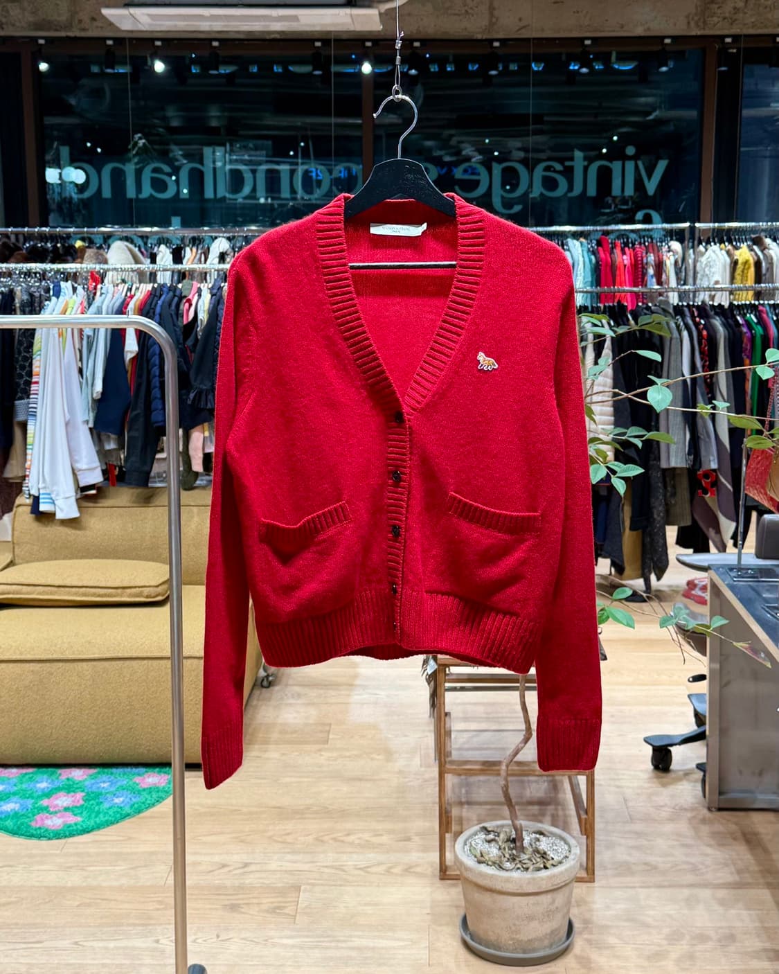 메종 키츠네 레드 베이비 폭스 패치 가디건  상품이미지1