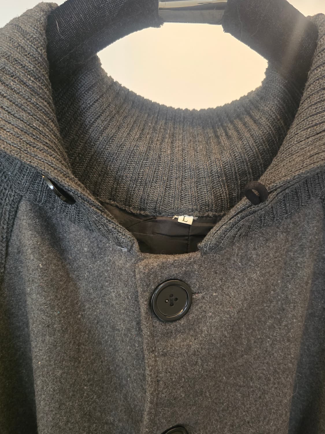 회색 모직 니트 배색코트 상품이미지2