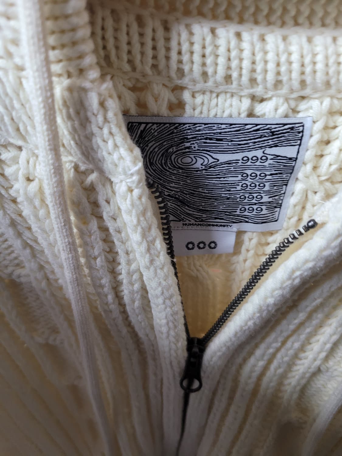 999휴머니티 니트 후드집업 아이보리 3사이즈 상품이미지3