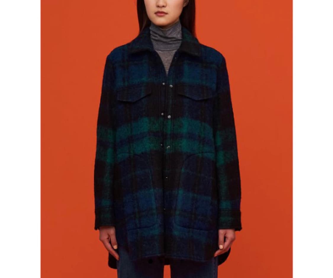 빈폴 그린 알파카 블렌드 헤어리 체크 트러커 상품이미지1