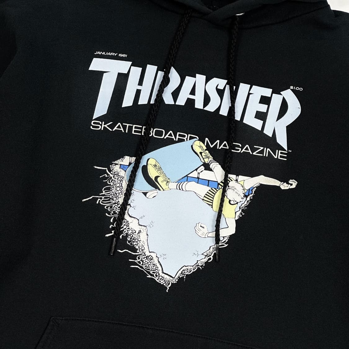 트레셔 스케이트보드 프린팅 블랙 후드티 (L) 상품이미지3