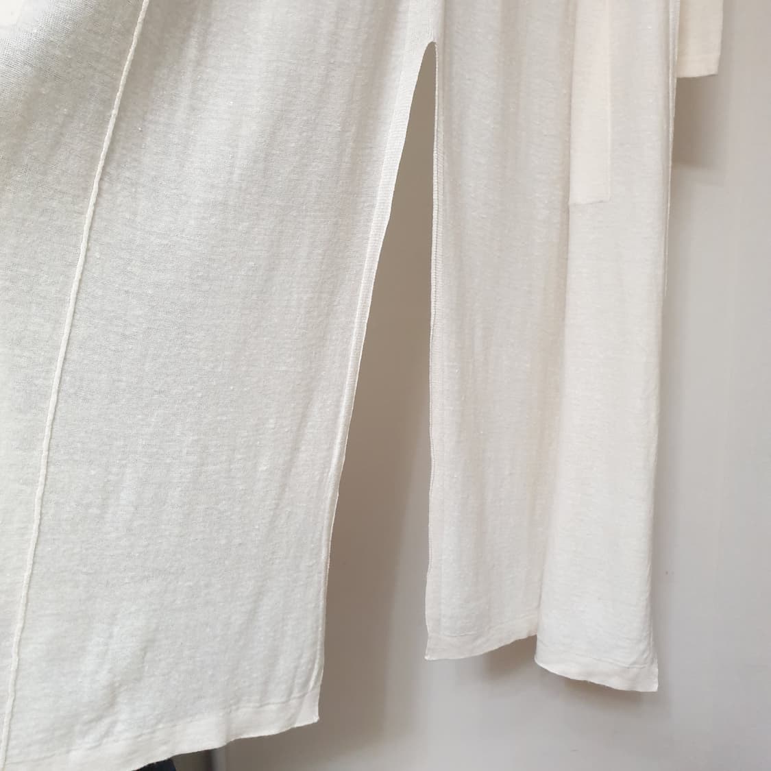 theory 띠어리 크림 아이보리 울린넨혼방 백슬릿 오픈 롱가디건 상품이미지5