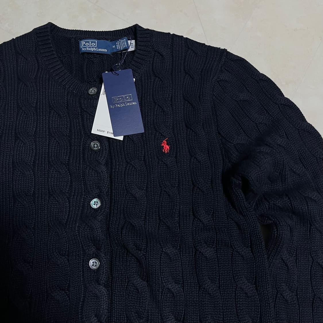 새상품(M) 폴로 랄프로렌 케이블 가디건 네이비블루 W 상품이미지1