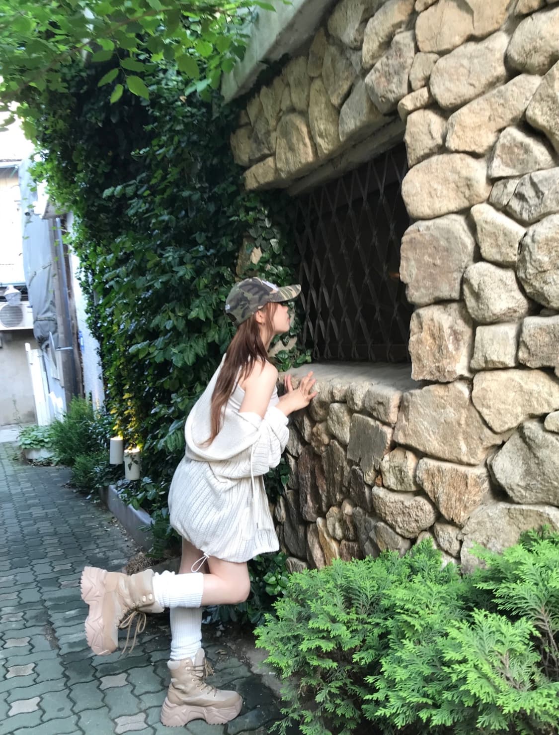 (새상품) 히니츠키 남녀공용 아키라 빈티지 메쉬 니트 후드집업 상품이미지3