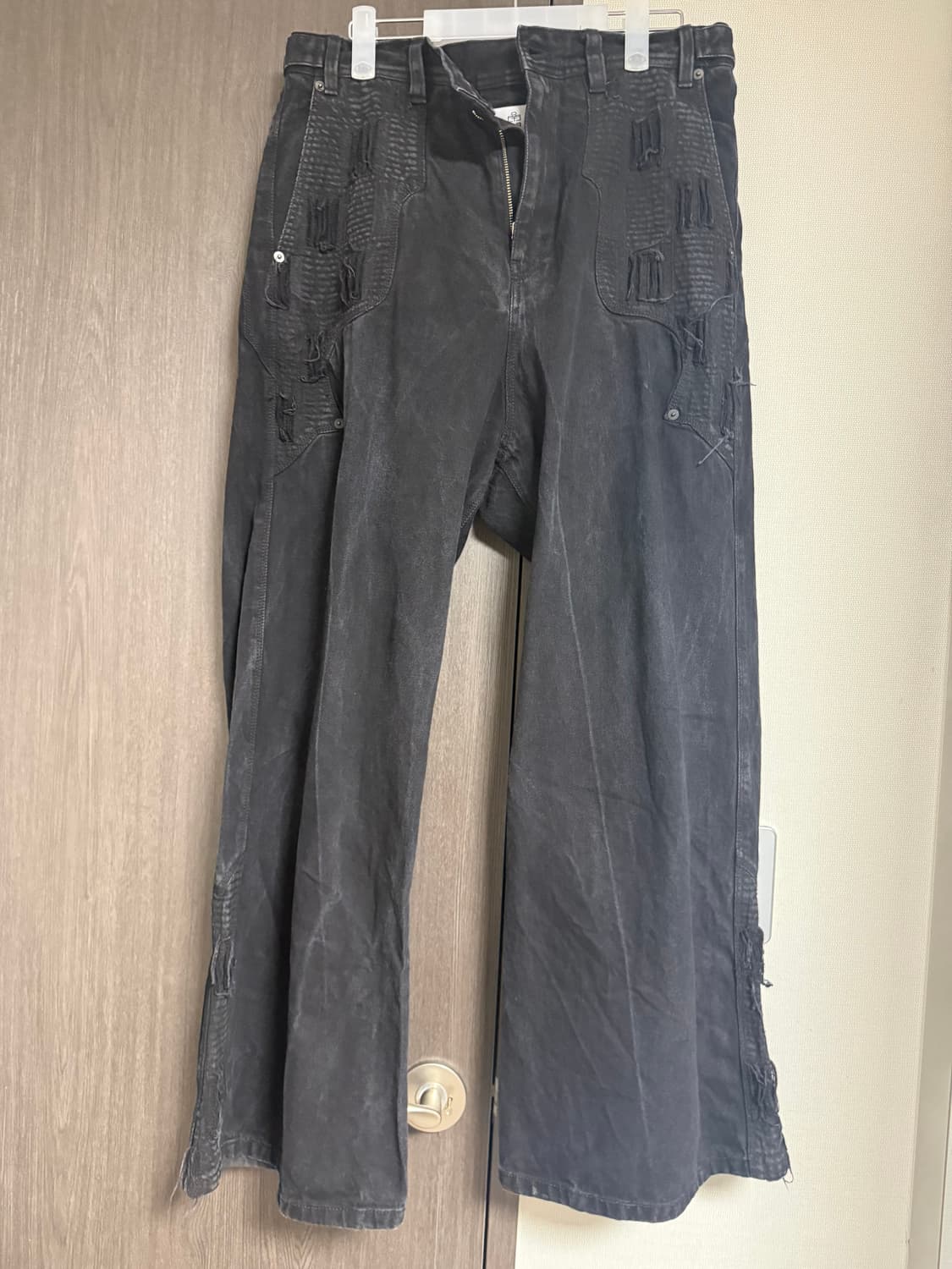 폴리테루 웨스턴 보로 팬츠 블랙 4사이즈 상품이미지1