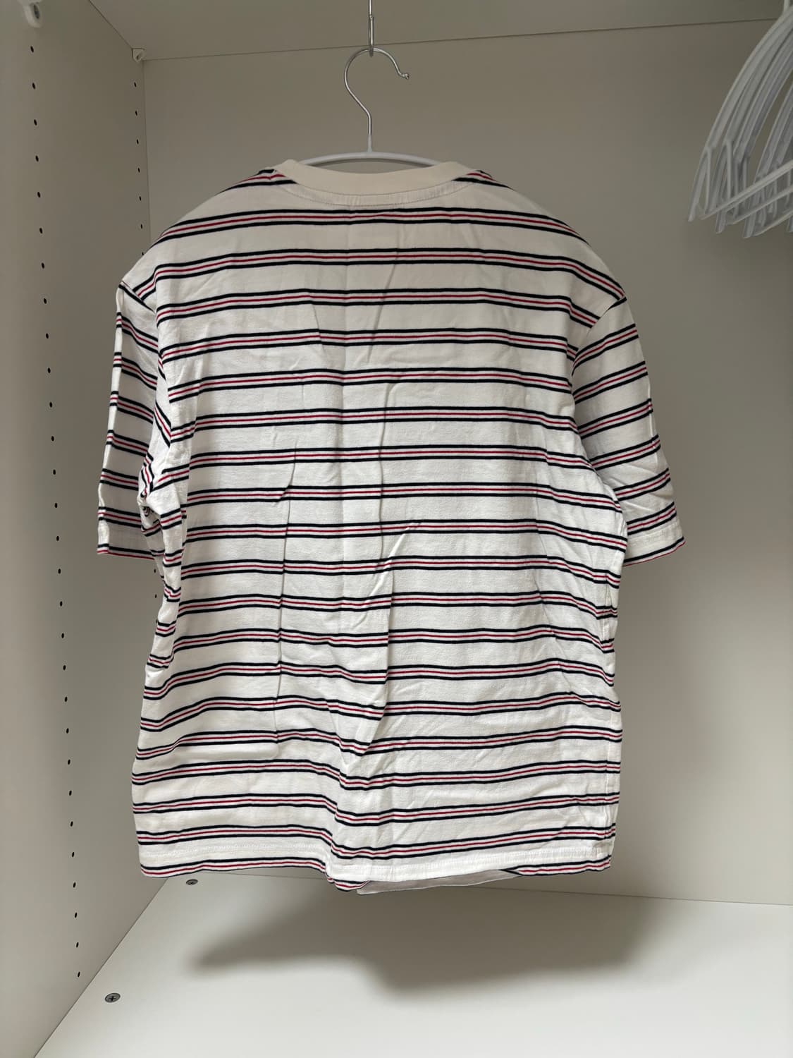 Fila 휠라 스트라이프 반팔 티셔츠 S 줄무늬 화이트 레드 블랙 상품이미지2