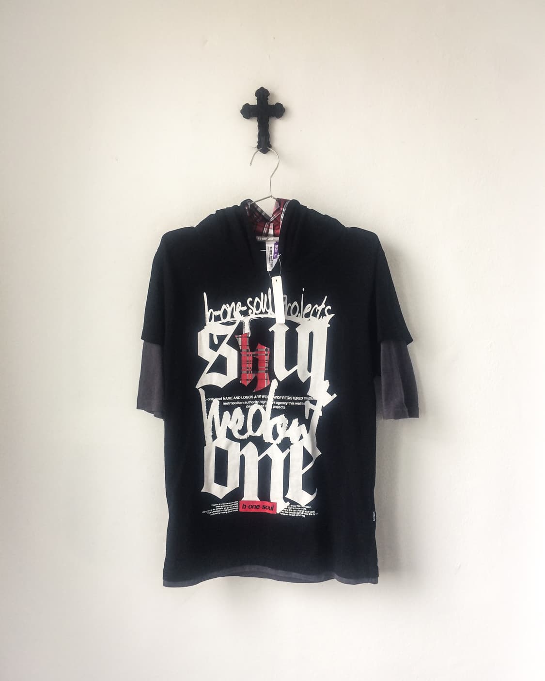 lettering printing layered hood sleeve 상품이미지2