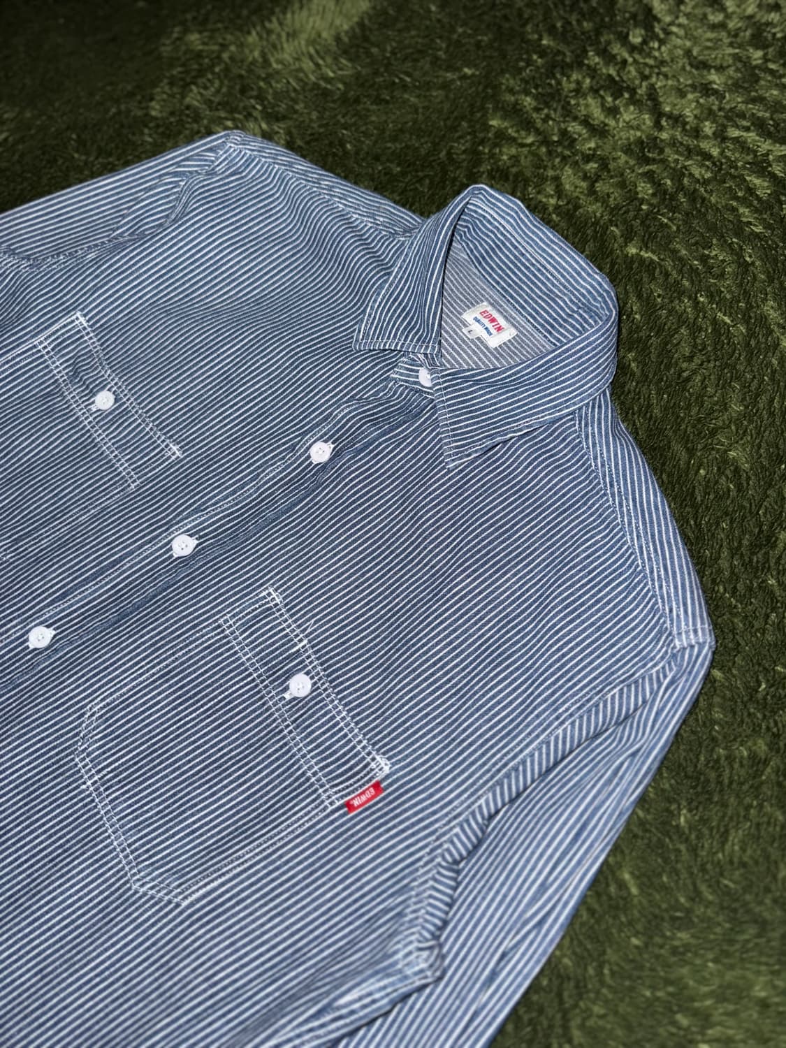 [L] EDWIN 에드윈 재팬 히코리 스트라이프 포켓 셔츠 상품이미지2