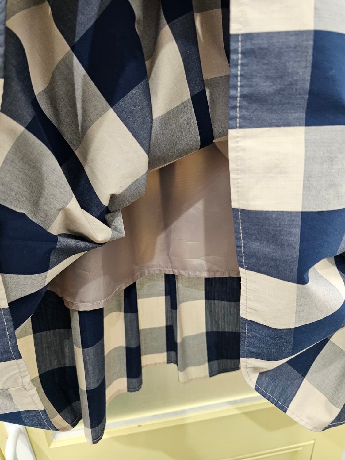 블루 깅엄체크 롱스커트 상품이미지3