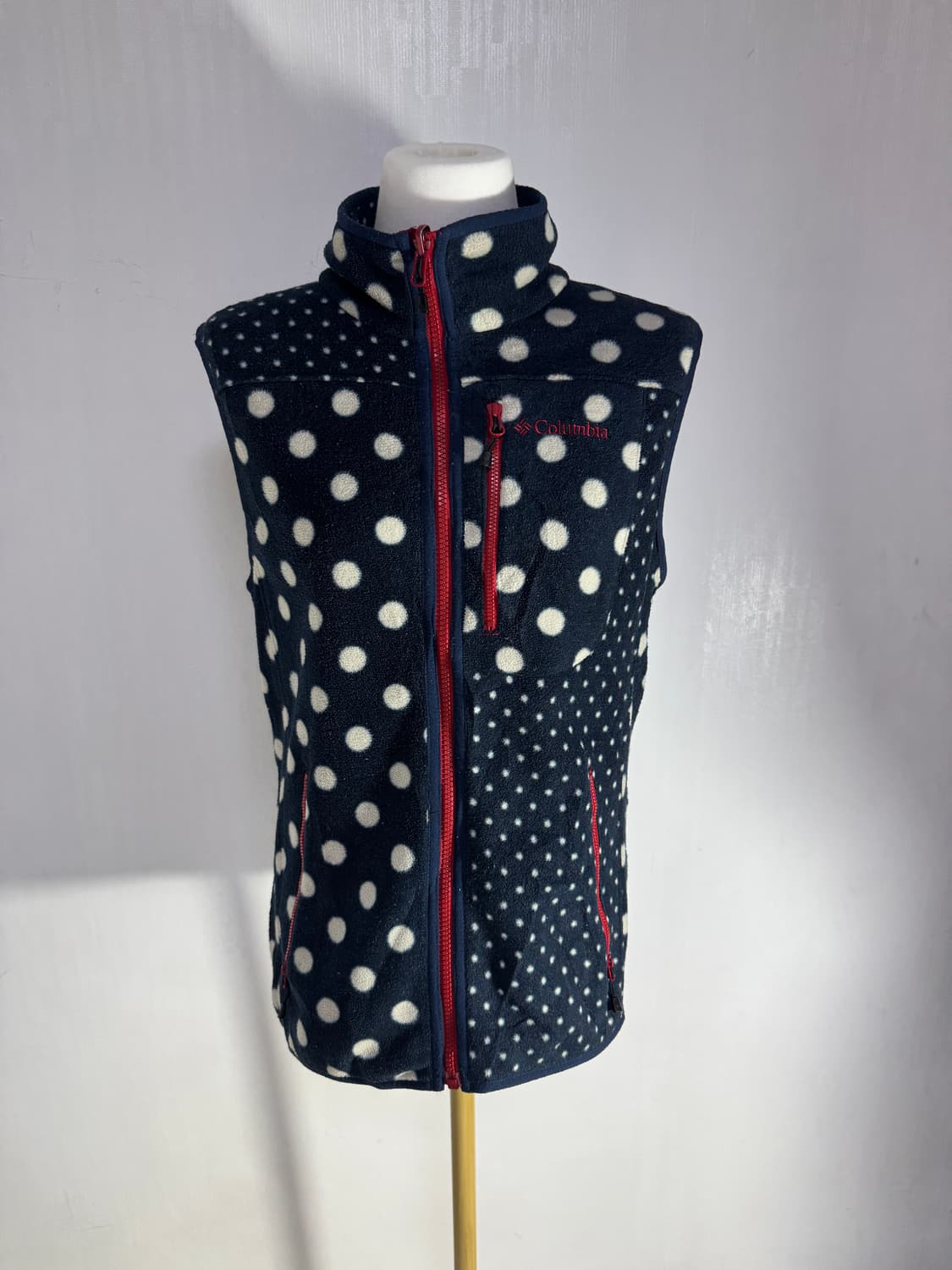 컬럼비아 도트 패턴 플리스 베스트 y2k 상품이미지3