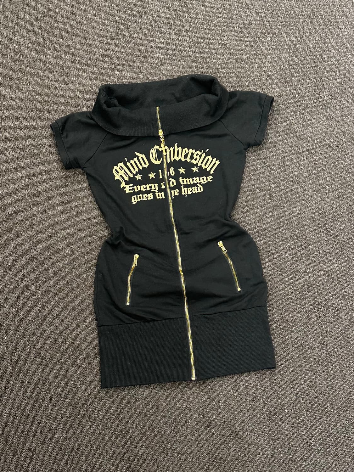 L)Japanese vintage 여성 y2k 하이넥 숏슬리브 상품이미지1